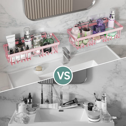 Veken Shower Caddy 6-Pack, Advanced Rustproof Design, No Drilling Adhesive Shelves, Rack with Soap Holder, Large Capacity Bathroom Organizers and Storage, Wall-Mounted, Gifts for Women Mom