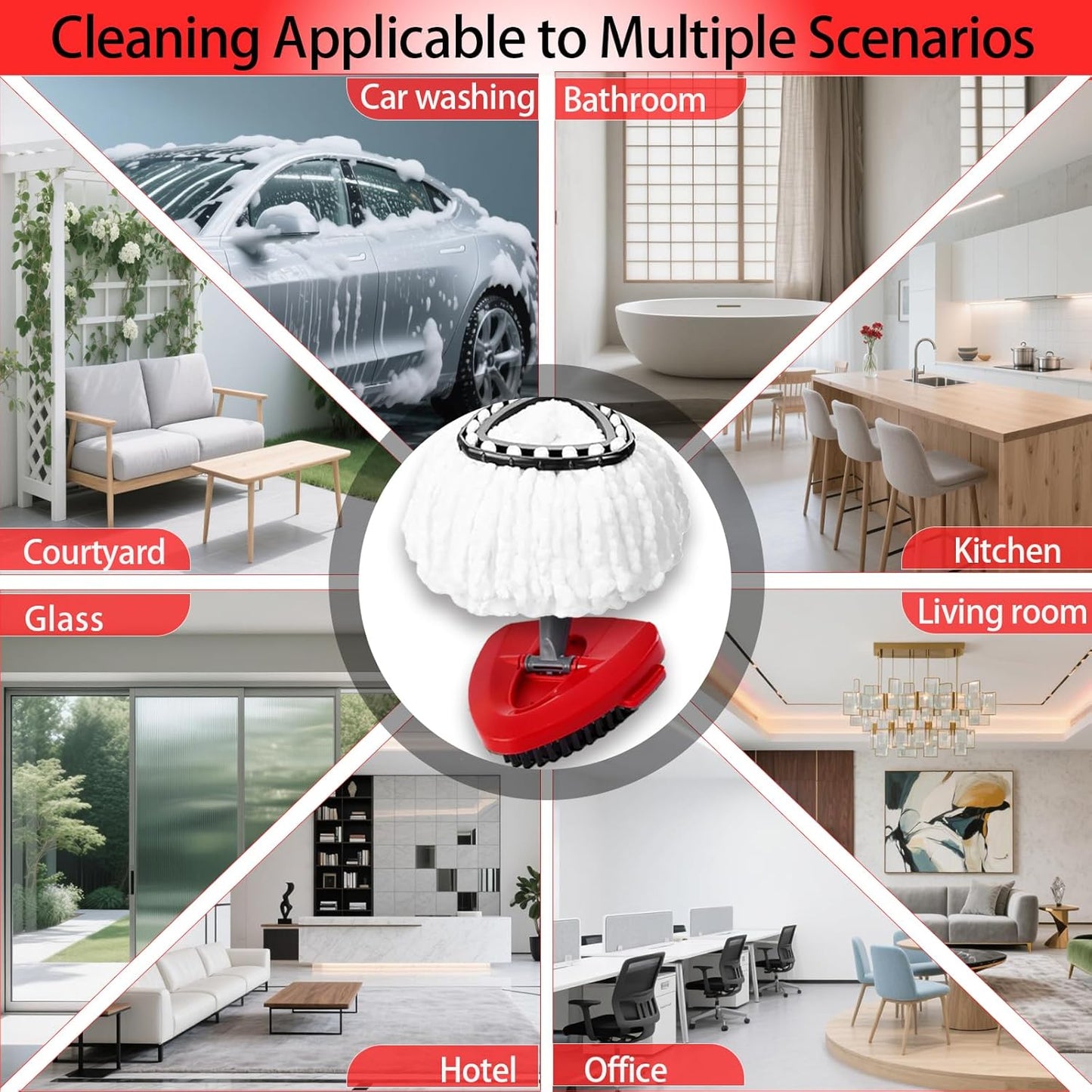 7-Pack Mop Heads Replacements for Ocedar EasyWring 1 Tank,Microfiber Spin Mop Refills, Deep Cleaning, Easy to Replace, Machine Washable
