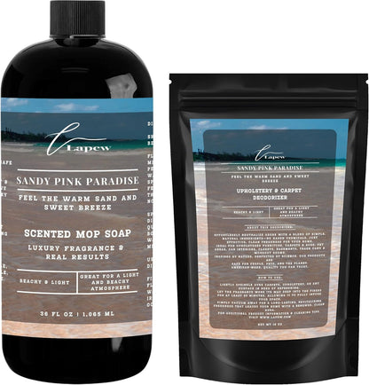 Lapew Black Sea Scented Cleaning Bundle | Carpet Deodorizer Powder (16 oz) & Mop Soap Concentrate (36 oz) | Pet-Friendly Odor Eliminator - Colors B