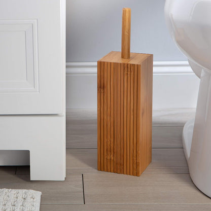 Bath Bliss Rounded Natural Bamboo Collection, Toilet Bowl Brush, Matching Accessories to Decorate Your Bathroom, Tall (10029-NATURAL)