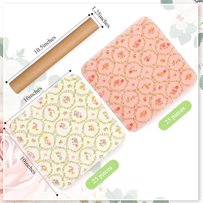 Redbaker 50 Pcs Reusable Paper Towels Paperless Reusable Cotton Cloths Toilet Absorbent Washable Paper Towels with Roll Kitchen Dishcloth for Kitchen Paperless Dishcloths(Stripe)