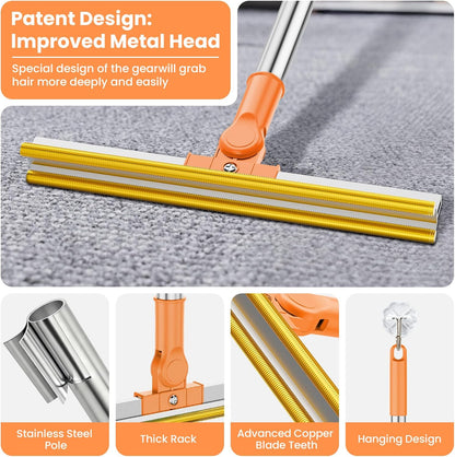 3 in 1 Carpet Rake for Pet Hair Removal, Tool Set of 3, 55” Long Handle Carpet Pet Hair Removal Carpet Scraper Dog Cat Hair Remover for Sofa, Couch, Car, Rug