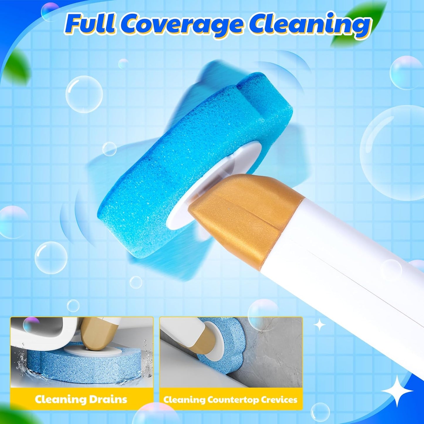 Disposable Toilet Cleaning Brush - Toilet Bowl Cleaner Wand and Holder Set with 60 Refills, Wall Mounted Clean Stick Brush Heads Kit with Handle for Bathroom Bathtub Cleaning System