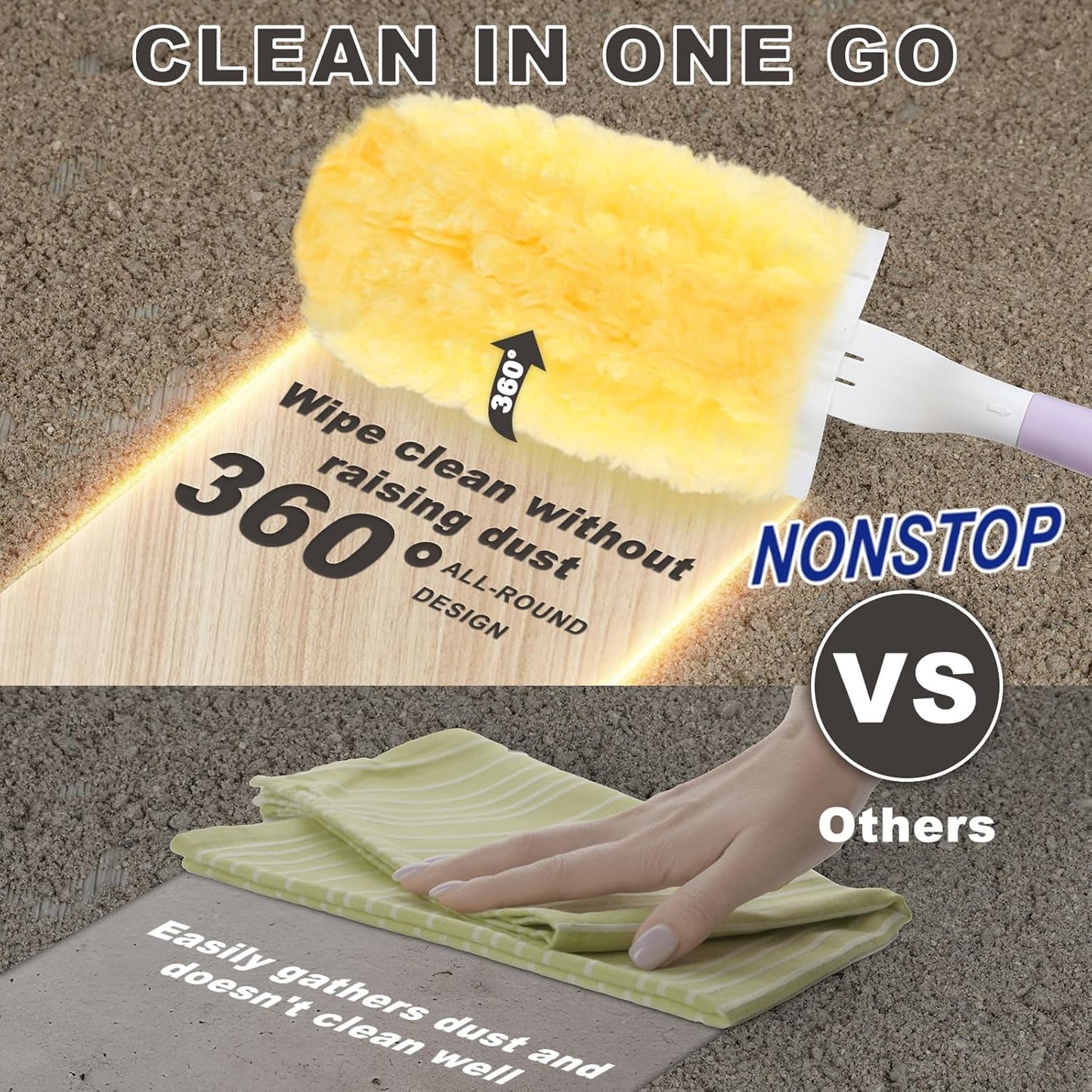 6 ft Long Handle Extendable Duster with 50 Refills for Swiffer Duster, Heavy Duty 360° Microfiber Dusting Kit for High Ceilings, Ceiling Fans, Tall Windows, and Hard-to-Reach Areas
