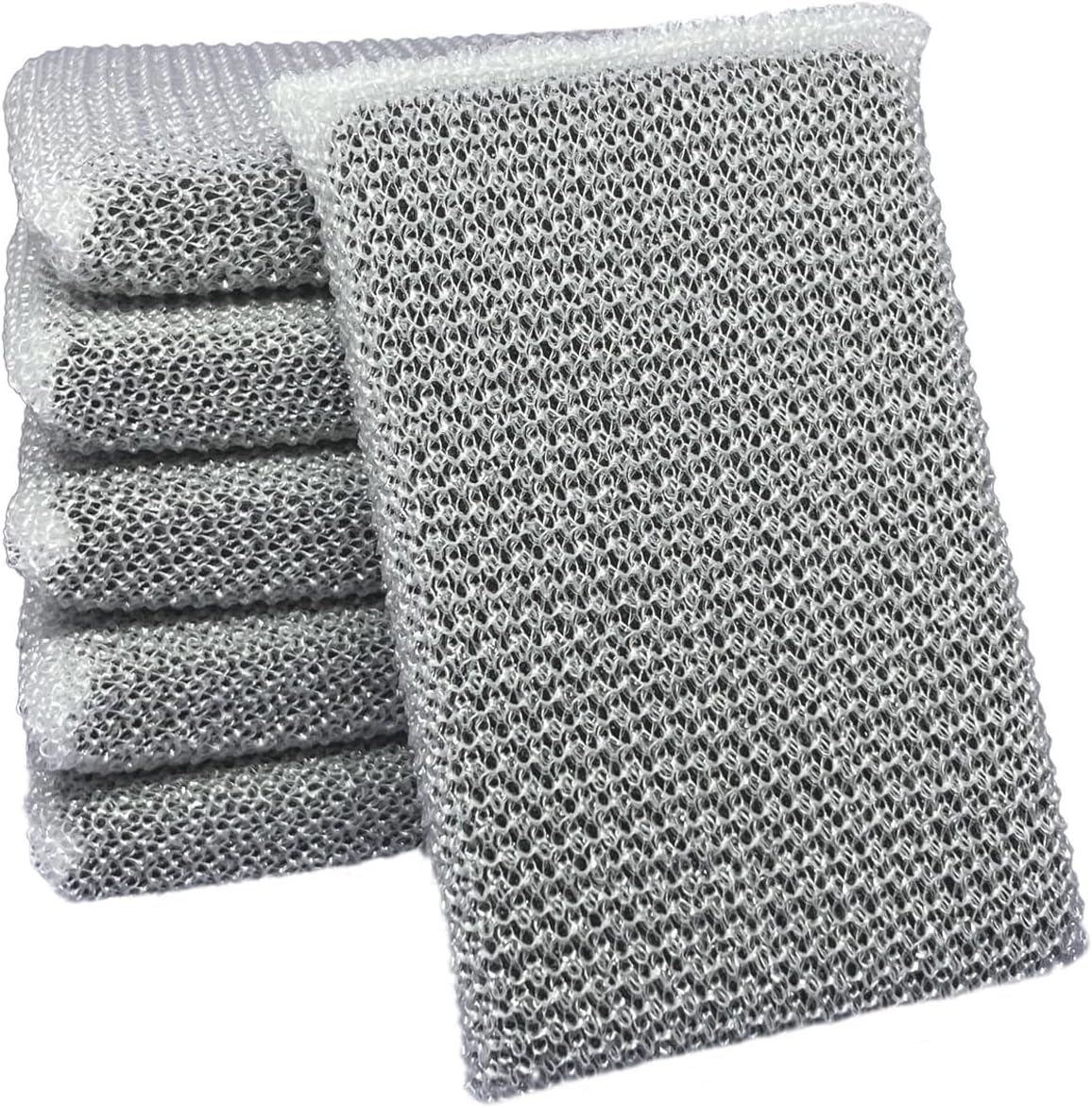 Elite Silver Scrubber Sponge, 6 Pack, Non Scratch, Sponges for Kitchen and Household Use, Made in USA (Regular)