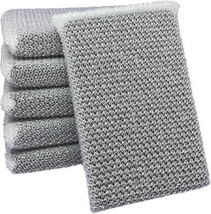 Elite Silver Scrubber Sponge, 6 Pack, Non Scratch, Sponges for Kitchen and Household Use, Made in USA (Regular)