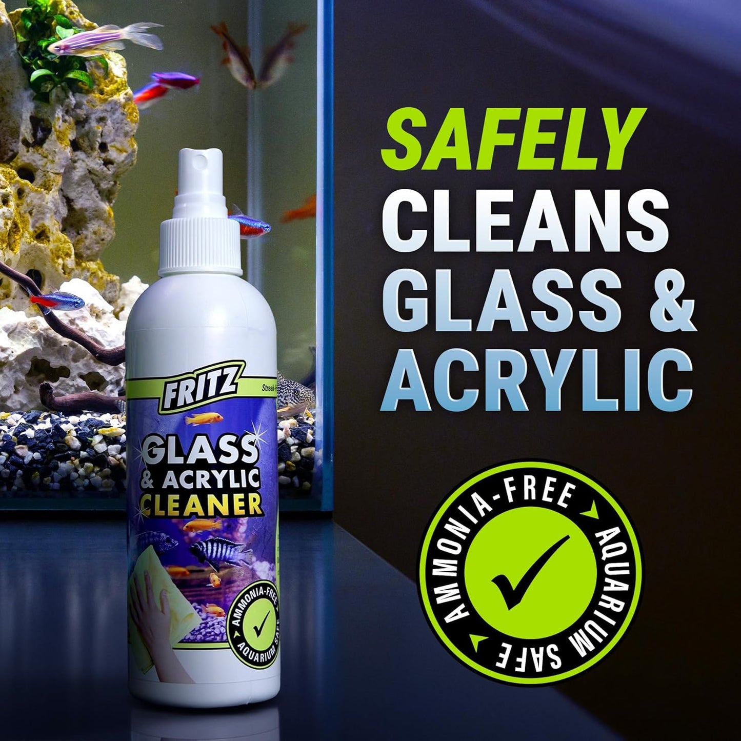 Fritz Aquatics Aquarium Glass & Acrylic Cleaner Spray for a Crystal Clear Tank (8-Ounce)