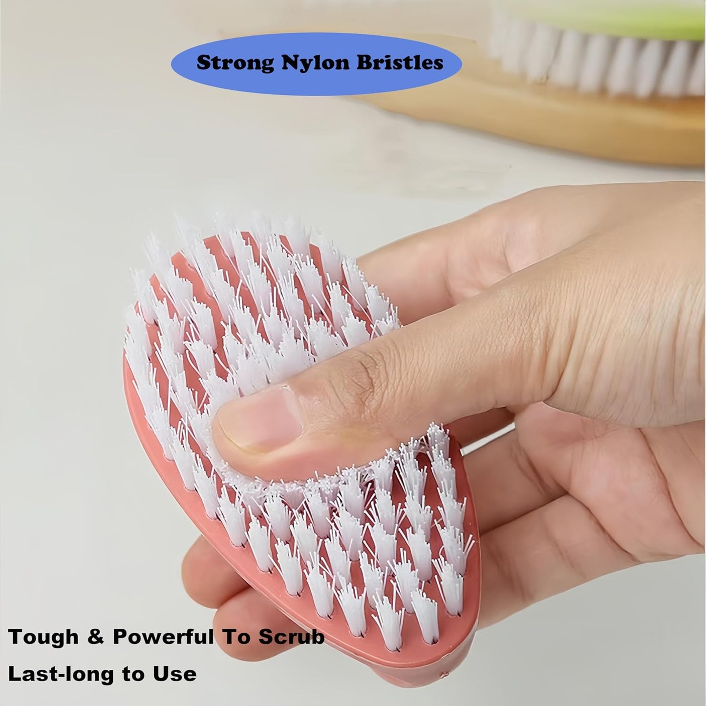 2 Pack Scrubbing Brushes for Cleaning, Heavy Duty Scrub Brush Nylon Stiff Bristles,Scrubber Cleaner Brush for Bathroom,Showe,Sink,Kitchen,Bathtub,Floor,Multi-Purpose Cleaning Brush (Green+Blue)
