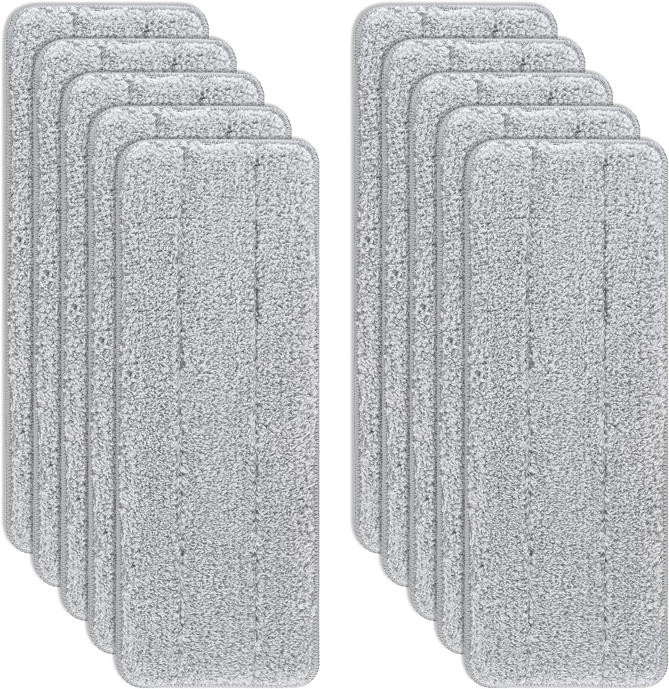 Microfiber Cleaning Pads: 10 Pack 13" X 4.9" Washable for Floor Cleaning Compatible with Tethys & Most 13 Inch Flat Mops - Replacement for Mop Bucket Set