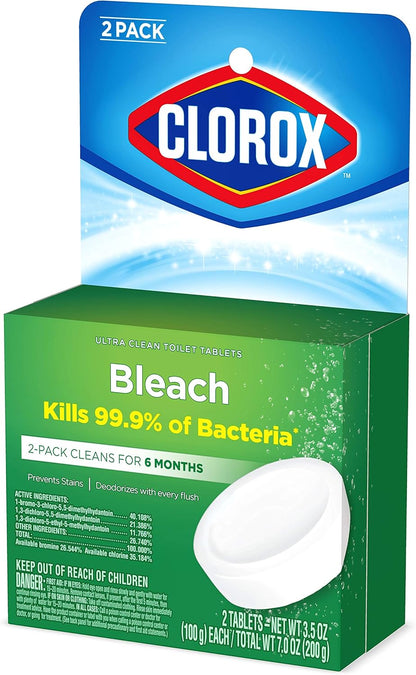 Clorox Ultra Clean Toilet Tablets Bleach 4 Count, 3.5 Ounces Each (Package May Vary)