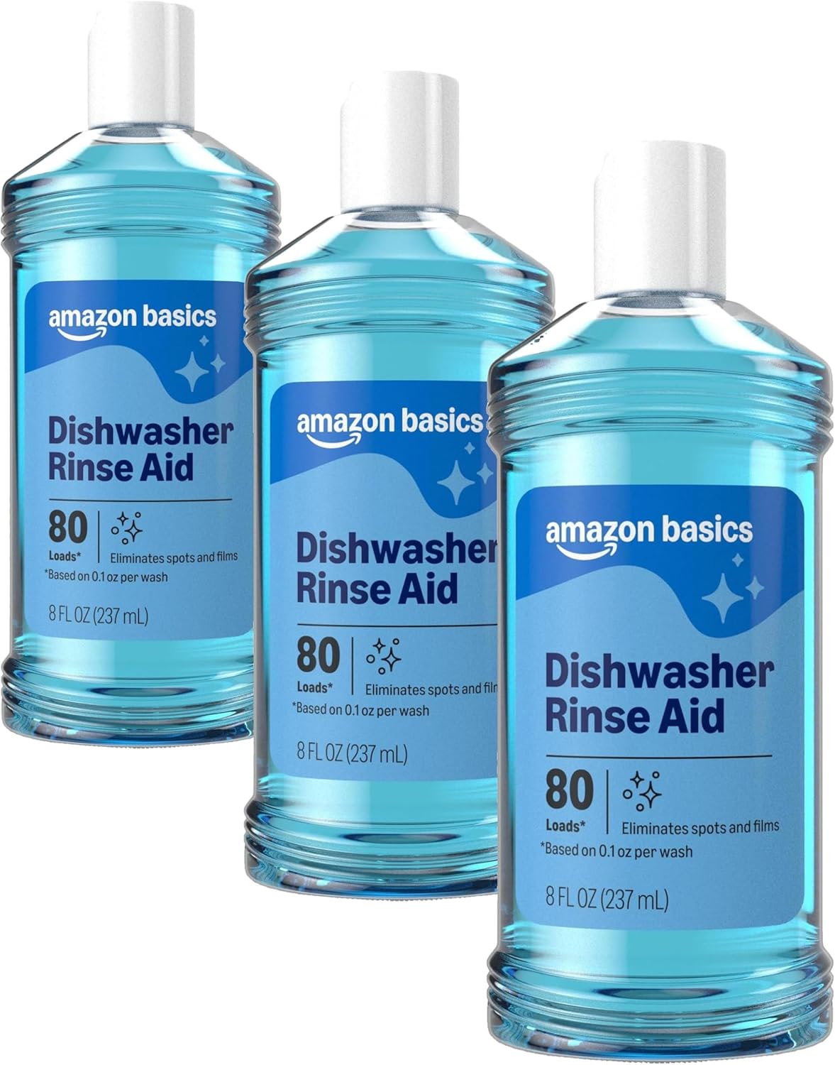 Amazon Basics Dishwasher Rinse Aid Liquid, Prevents Spots, Enhances Drying, Sparkling Finish, 32 Fl Oz, 1-Pack