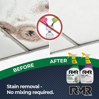 RMR Brands DIY Mold & Stain Remover Bundle, Complete Mold Killer & Mildew Prevention Kit, Disinfectant Spray, Includes 2-32 fluid ounce Bottles