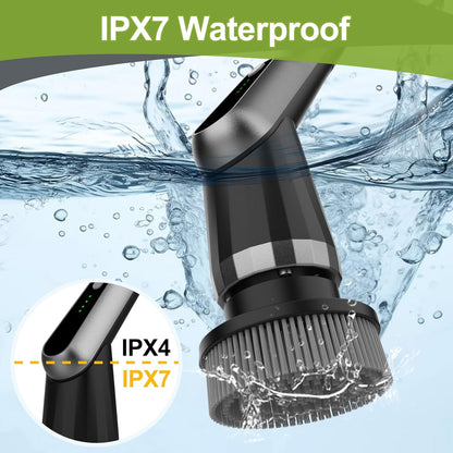 WKY-G3-Electric Spin Scrubber - Upgraded 10-in-1 IPX7 Waterproof Shower Cleaner Brush, Retractable Handle & 2-Speed for Toilet, Bathroom, Bathtub, Tile Floors Black