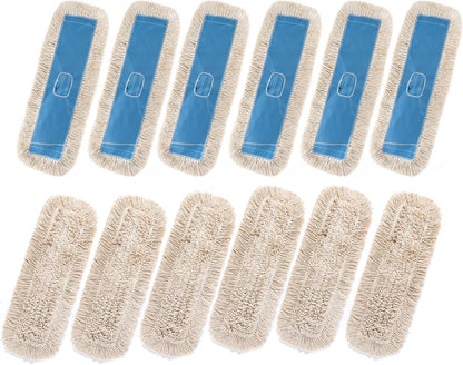 Matthew Cleaning 24'' Industrial Strength Cotton Dust Mop Refill Washable Replacement Heads for Residential & Commercial Use Fit Standard Dust Mop Frames, Hardwood, Laminate, Concrete Floors 3 Pack