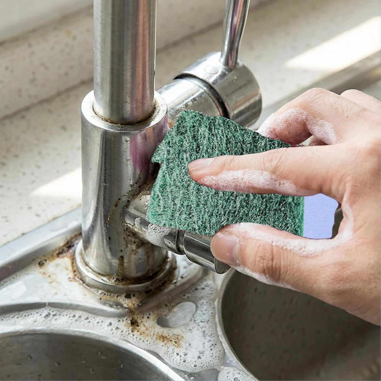 16-Pack Individually Wrapped Green Stainless Steel Soap Pads | Reusable Steel Wool Soap Pads | Leak-Proof Scouring Pads Metal Scrubber