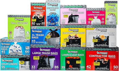 Ultrasac - Recycling Bag, 45 Gallon, 1.1 Mil, 40"x46", Clear, 100 Count w/Ties