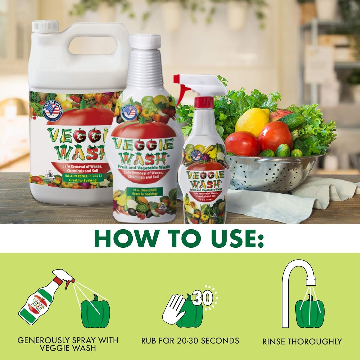 Veggie Wash Fruit & Vegetable Wash, Produce Wash and Cleaner, 16-Fluid Ounce, Pack of 2, Packaging May Vary
