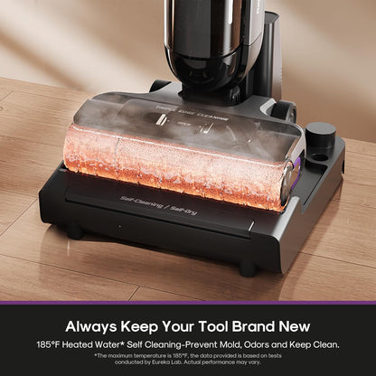 Eureka Cordless Wet Dry Cleaner, 170° Reclinable, Hot Air Drying Self Cleaning Vacuum and Mop Combo, Good for Hard Floors Pet Hair Sticky Messes, RapidWash 630, Purple