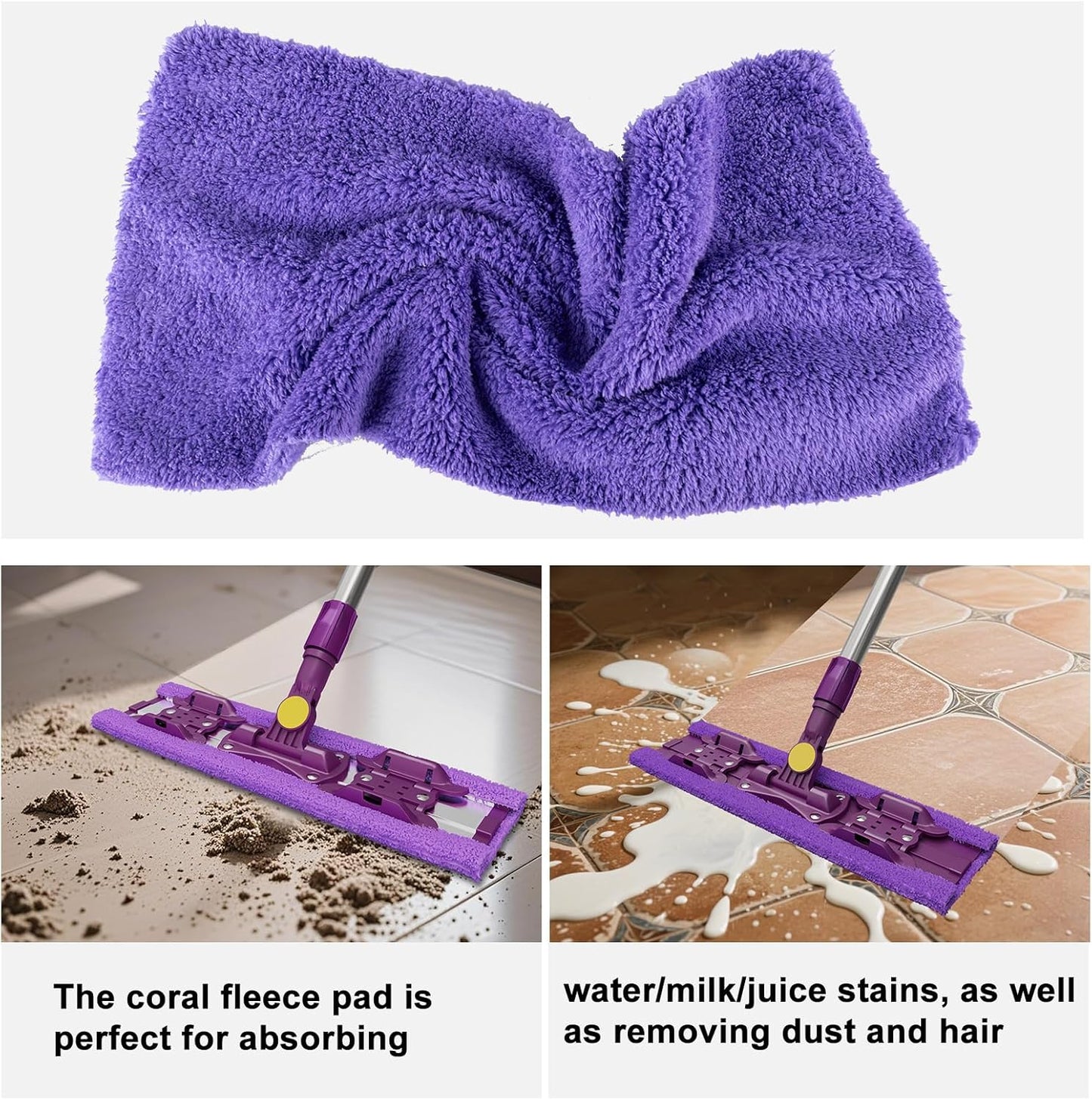ITTAR Microfiber Floor Mop with 5 Reusable Cloth Pads, Professional Dust Mops with 57" Stainsless Steel Telescopic Handle, Wet Dry Flat Mop for Cleaning Hardwood Floor, Laminate, Tile, Vinyl, Pet Hair