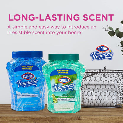 Clorox Fraganzia Crystal Beads Air Freshener, Long Lasting Room Deodorizer and Odor Eliminator Gel Beads to Freshen Home, Car, or Office, Lavender with Eucalyptus Scent, 12 Fl Oz