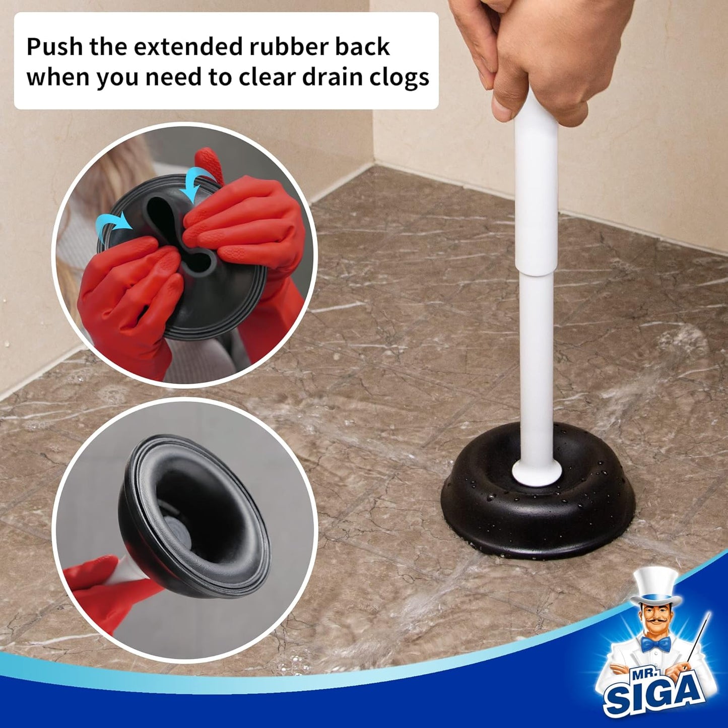 MR.SIGA Toilet Plunger with Holder, Heavy Duty Toilet Plunger and Holder Combo for Bathroom Cleaning, Black