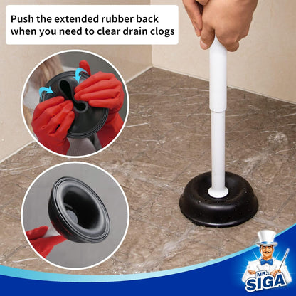 MR.SIGA Toilet Plunger with Holder, Heavy Duty Toilet Plunger and Holder Combo for Bathroom Cleaning, Black