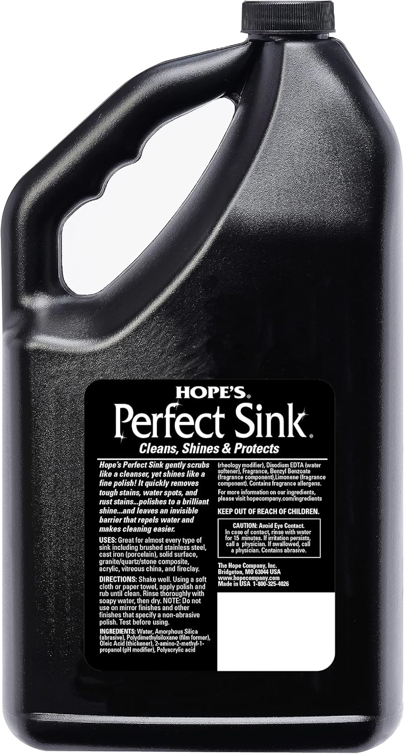 HOPE'S Perfect Sink Cleaner and Polish, Restorative, Removes Stains, Cast Iron, Corian, Composite, Acrylic, 8.5 Fl Oz