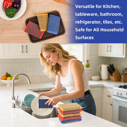 Kitchen Dish Sponges Steel Scrubbers - 6 Pack Black Non Scratch Heavy Duty Scrub Sponges，Reusable Multipurpose Metal Cleans for Washing Dishes，Pots and Pans，Household Cleaning，Bathroom