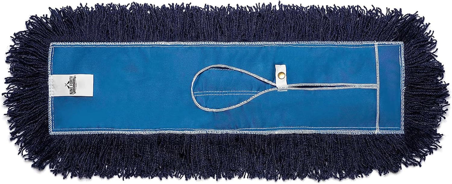 Nine Forty 36-Inch Premium Nylon Dust Mop Replacement Head - Heavy Duty Mop Head Refill for Industrial, Commercial, and Residential Cleaning - Dry Floor Duster for Hardwood Surfaces - Blue (1-Pack)