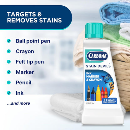 Carbona Stain Devils #6 (1.7 Fl Oz), Targeted Spot Cleaner for Grass, Dirt & Make-Up Stains, Safe on Skin & Washable Fabrics
