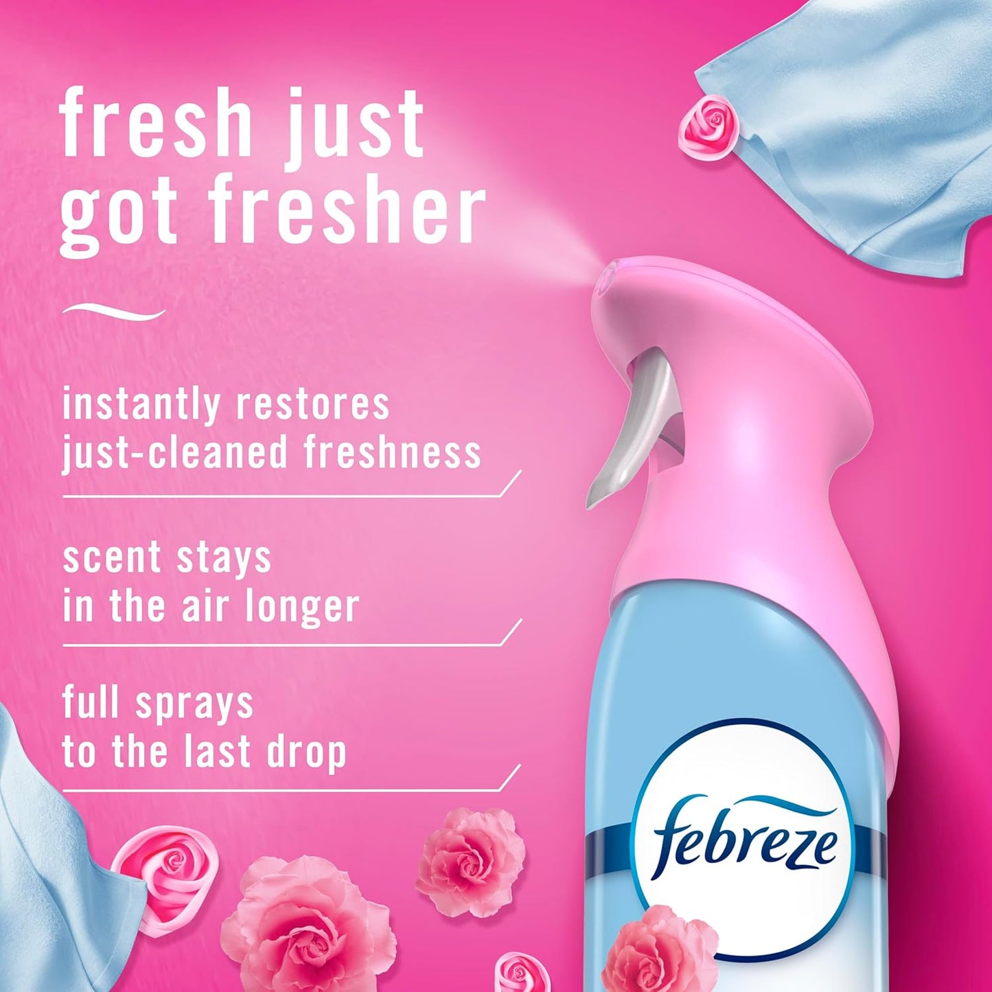 Febreze Air Mist Air Freshener Spray, Odor-Fighting Room Spray, Air Fresheners for Home and Bathroom and Kitchen, Aerosol Can, Downy April Fresh Scent, 8.8oz (Pack of 2)