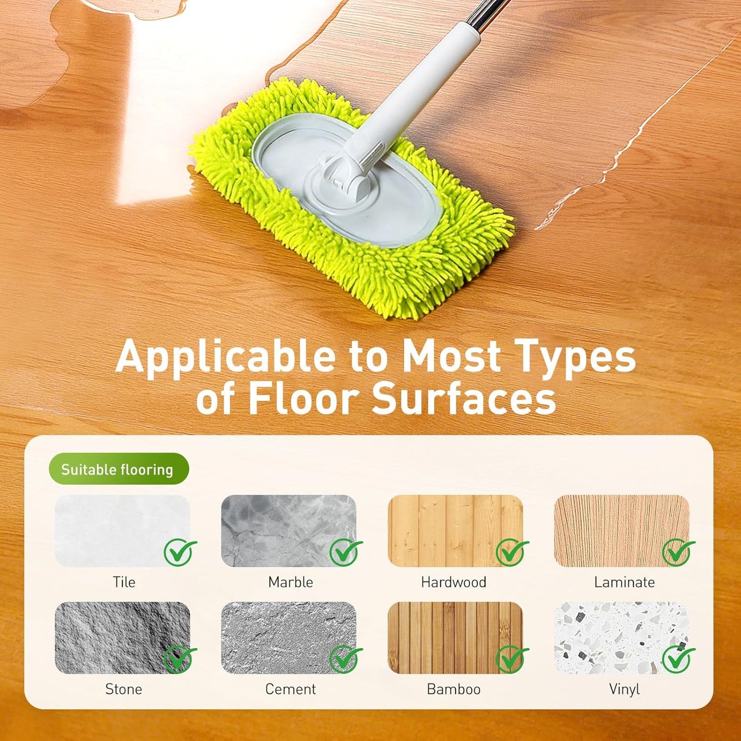 6 Pack Reusable Microfiber Mop Pads Compatible with Sweeper Mops, Replacement Mopping Pads Dry Sweeping Cloths, Washable Chenille Flat Mops Refills for Mopping Floor Cleaning (Mop is not Included)