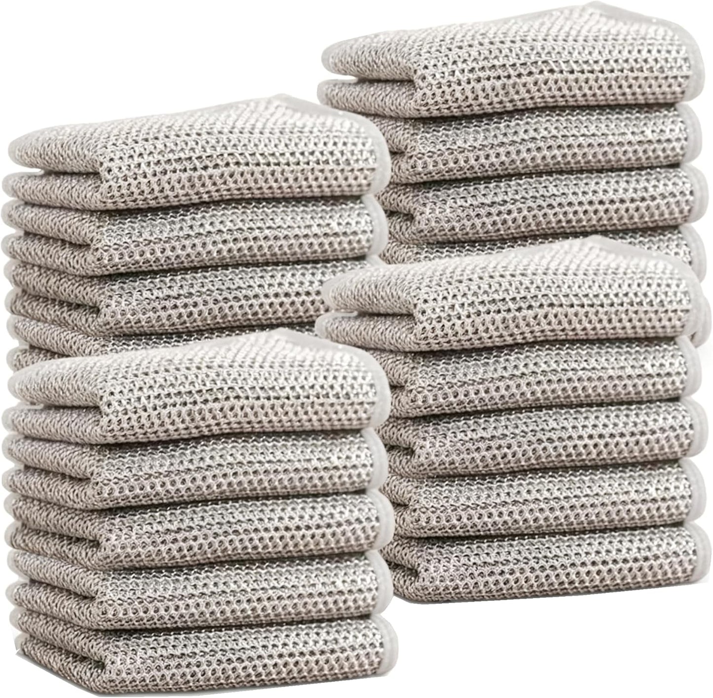 GLOCALL Multipurpose Wire Dishwashing Rags for Wet and Dry, 2024 New Non-Scratch Wire Dishcloth Scrubbing Wire Dishwashing Rag, Reusable Metal Wire Dishwashing Cloth for Home Kitchen Cooktop (10)