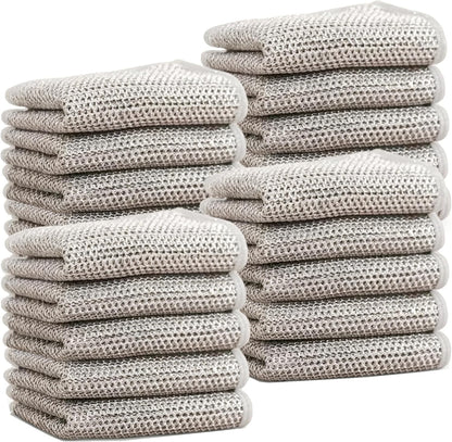 GLOCALL Multipurpose Wire Dishwashing Rags for Wet and Dry, 2024 New Non-Scratch Wire Dishcloth Scrubbing Wire Dishwashing Rag, Reusable Metal Wire Dishwashing Cloth for Home Kitchen Cooktop (10)