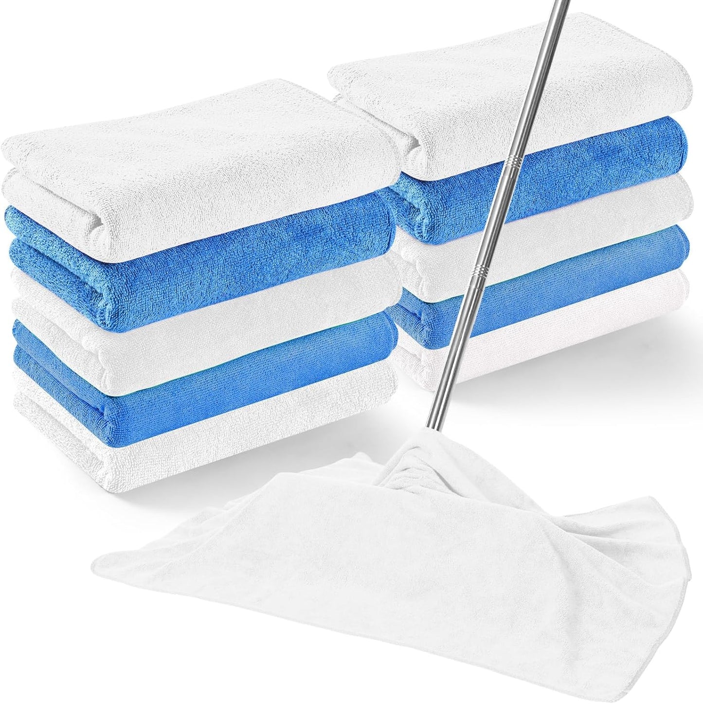 SmoothNovelty 10 Pcs Extra Large Microfiber Cloth 30" x 20" Large Floor Microfiber Towel Reusable Washable Free Lint Free Cloth Rag for Squeegee Mop Floor Window Housekeeping (Bright Color)