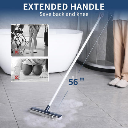 BOOMJOY Grout Brush with Long Handle, 57" Grout Cleaner for Tile Floors, Double-Sided with V-Shape Stiff Bristles for Bathroom, Patio, Kitchen, Wall, Corners and Deck