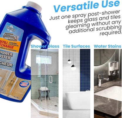 SURF PRO Shower Glass Door Cleaner – Shower Buster Spray for Soap Scum & Hard Water Stains – No Scrub Bathroom Cleaner for Glass, Tile, Chrome, Ceramic, RV and Septic Safe (500ml / 16.9oz)