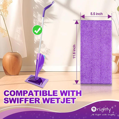 Orighty Microfiber Mop Pads Compatible with Swiffer Wet Jet, Reusable Swiffer Wet Jet Pads Refills, 12 Pack Machine Washable Replacement Pad for Multi Surface Wet & Dry Cleaning