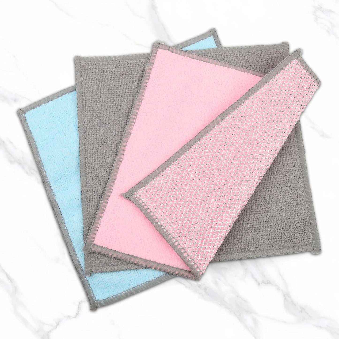 12Pack Multipurpose Wire Dishwashing Rags, Upgrade Non Scratch Wire Dishcloth, Silver Mesh Dish Cloths, Reusable Metal Mesh Cleaning Cloths, Steel Scrub Rags for Kitchen/Stove/Oven/Bath