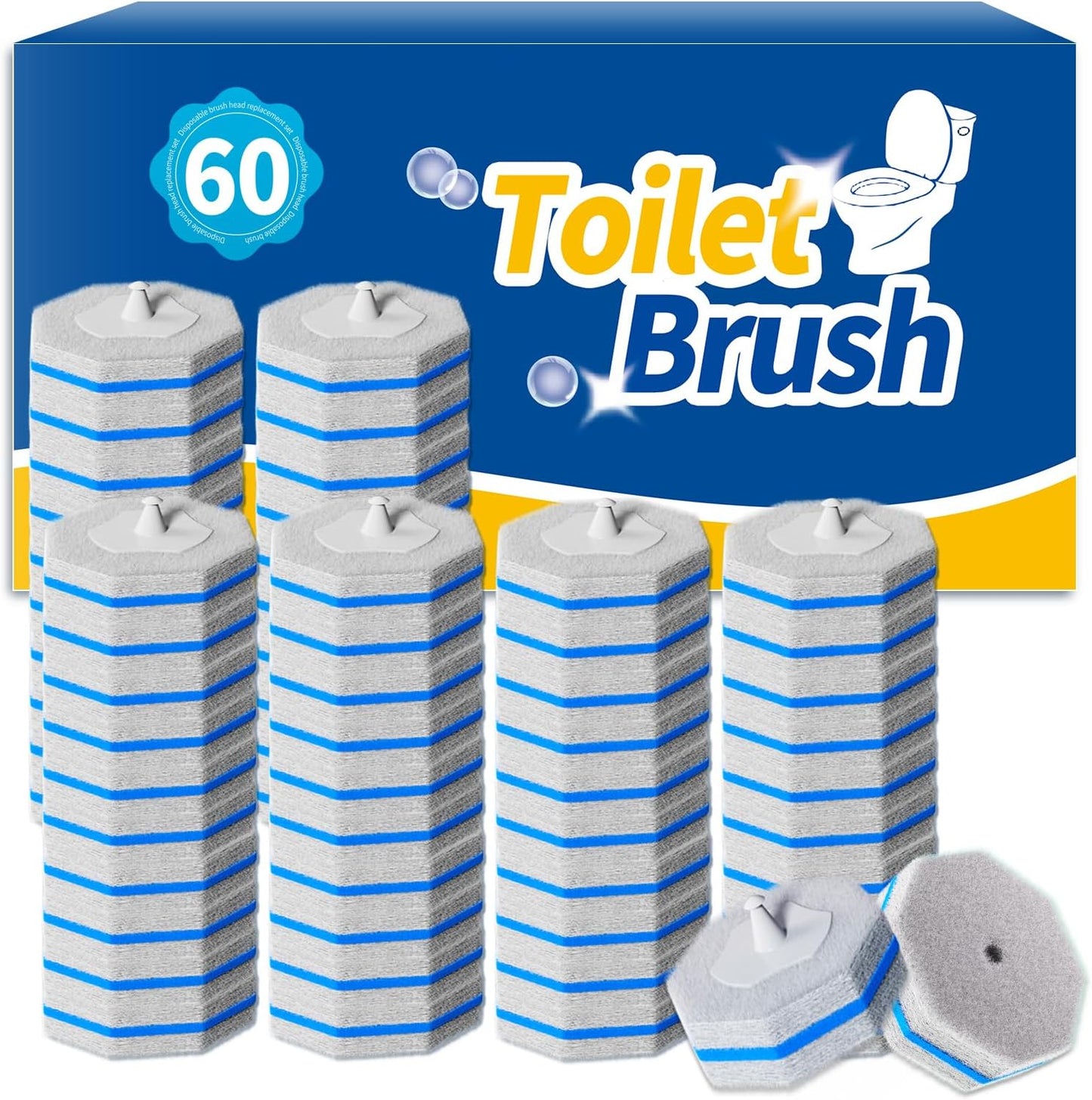 Disposable Toilet Bowl Brush with 36 Toilet Wand Refills Pads Replacement Heads, Toilet Cleaning Stick,Toilet Bowl Cleaner Wands Holder and Set, Toilet Cleaning System Starter Kit
