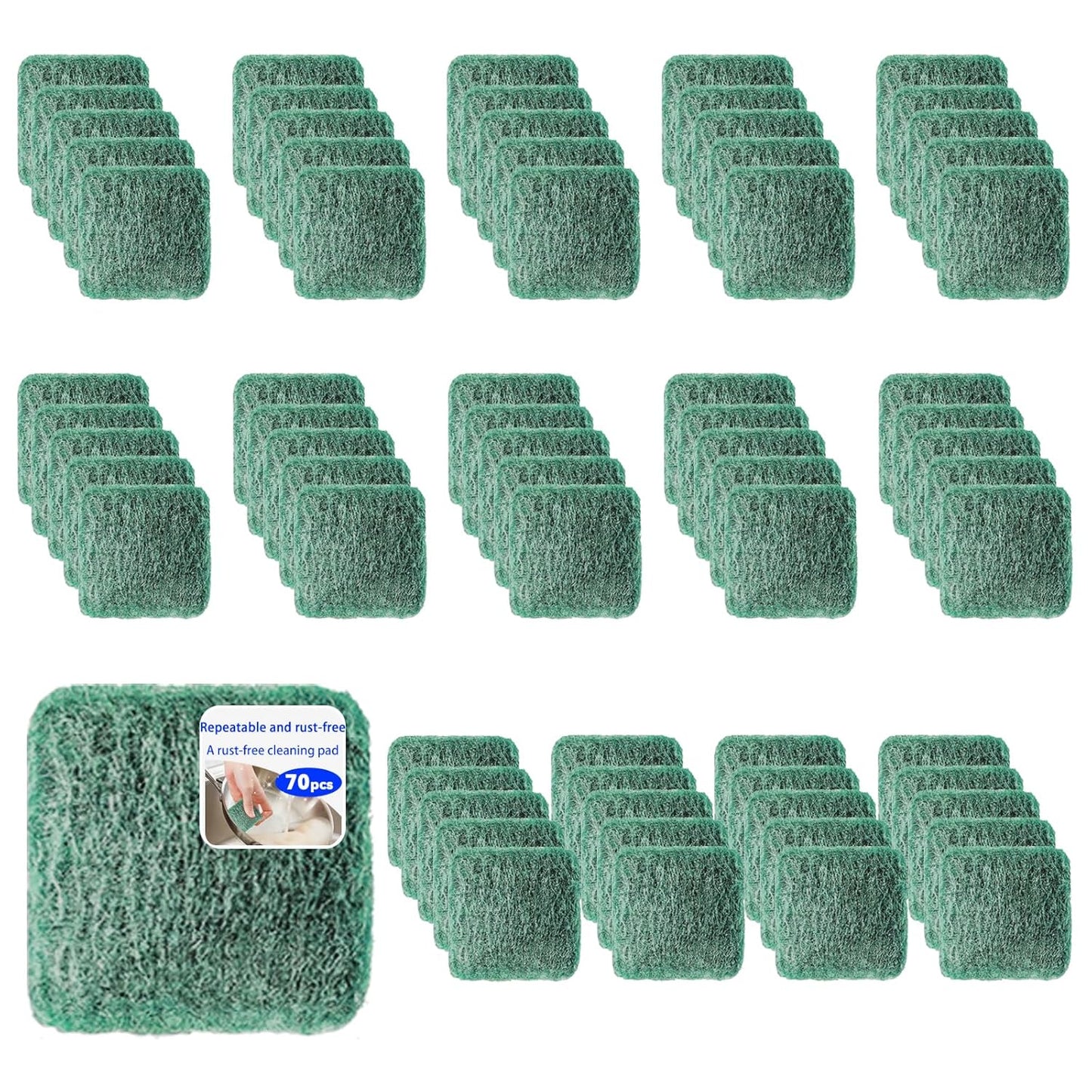 16-Pack Individually Wrapped Green Stainless Steel Soap Pads | Reusable Steel Wool Soap Pads | Leak-Proof Scouring Pads Metal Scrubber