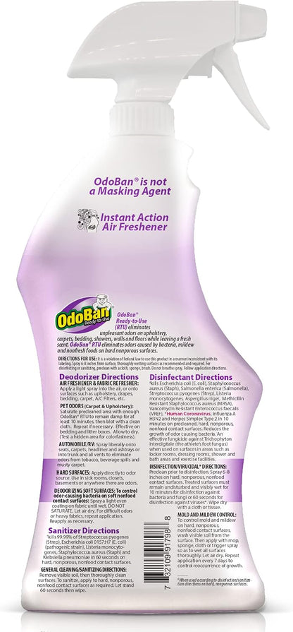 OdoBan Ready-to-Use 360-Degree Continuous Spray Disinfectant & Harsh Aroma Eliminator, Fabric and Air Freshener, Made in the USA, Original Eucalyptus Scent, 14.6 Ounces