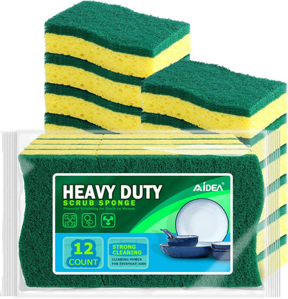 AIDEA XL Sponges Kitchen, 12Count, Non-Scratch Dish Sponges, Large Natural Sponge for Non Stick Cookware, Cellulose Cleaning Sponge for Dishes, Bathroom, Household