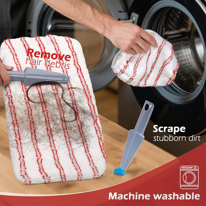 Mops for Floor Cleaning, Masthome Flat Dust Mop with 4 Reusable Pads, 2-Sided Microfiber Dust Mop for Wet & Dry Use, Flat Flip Mops for Hardwood, Laminate, Vinyl,Kitchen, Tile -1 Scraper