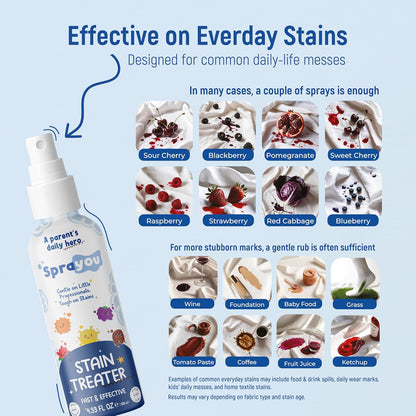Fast & Effective Stain Treater Spray, Multi-Purpose Stain Remover, Messy Eater Stain Treater Concentrated Formula, Gentle on Clothing and Baby Textiles, 4.33 fl oz.