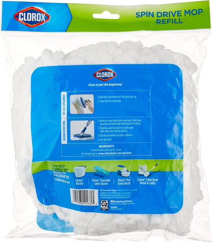 Clorox Spin Dry Mop Machine-Washable Refill Head, One Refill, White