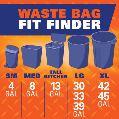 Hefty Strong 30 Gallon Trash Bags, Large Trash Bags 30 Gallon Size, Durable Drawstring Enclosure, Resists Punctures, Leaks, and Tears, Black, Unscented, 56 Bags