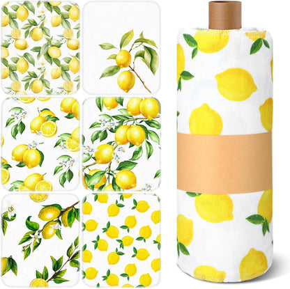 Redbaker 30 Pcs Reusable Paper Towels Rolls Kitchen Towels Bulk Washable Paperless Cloth Cotton Hand Napkins with Cardboard Reusable Napkins for Kitchen Bathroom(Floral,10 x 12 in)