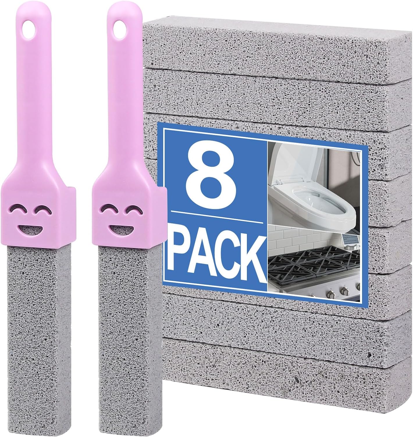 Herda 10 Pack Pumice Stone for Toilet Bowl Cleaning, Powerfully Pumice Stick for Cleaning Hard Water Rings, Calcium Buildup, Rust, Pumice Bar for Toilets, Bathtubs, Grills, Swimming Pools, Sinks
