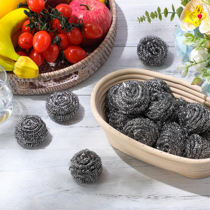 Reallnaive 200 Pcs Stainless Steel Wool Scrubber Bulk Steel Wool Sponges Pack Metal Dishwashing Wire Scouring Pads Heavy Duty Clean Dish Pot Pan and Oven for Cleaning Kitchen Bathrooms and More